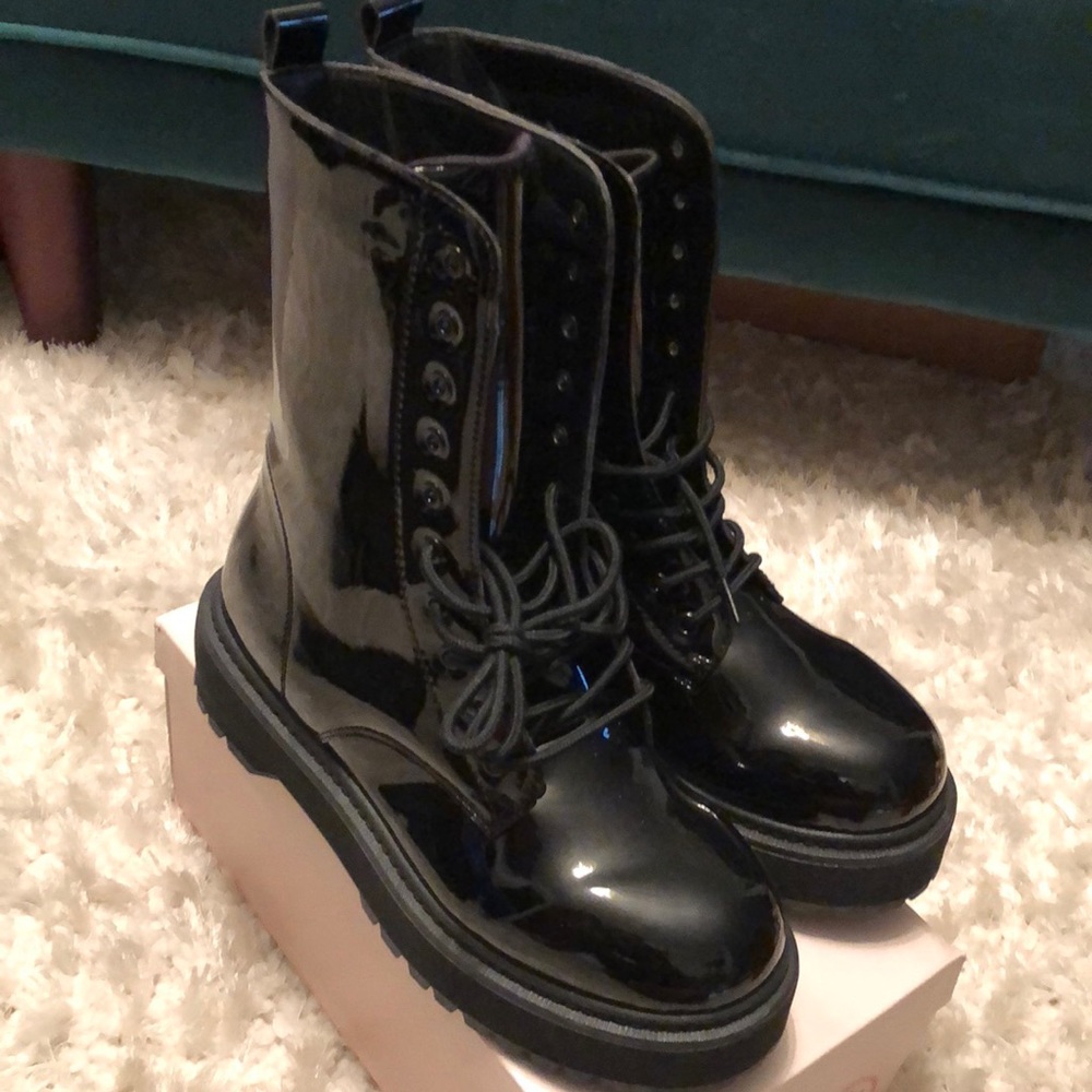 Patent Leather Chunky Boots